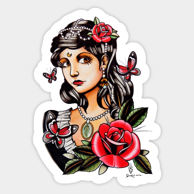 Butterfly Girl - tattoo Sticker by Guru